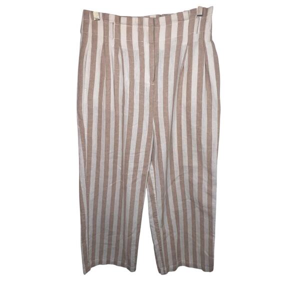 J.Crew factory women sz 6 striped flared paper bag linen blend crop boho pant - Picture 1 of 10